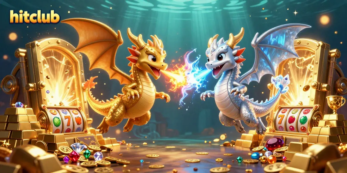 Experience hitclub's epic slot adventure with cartoon dragons amid sparkling treasures and vibrant symbols.